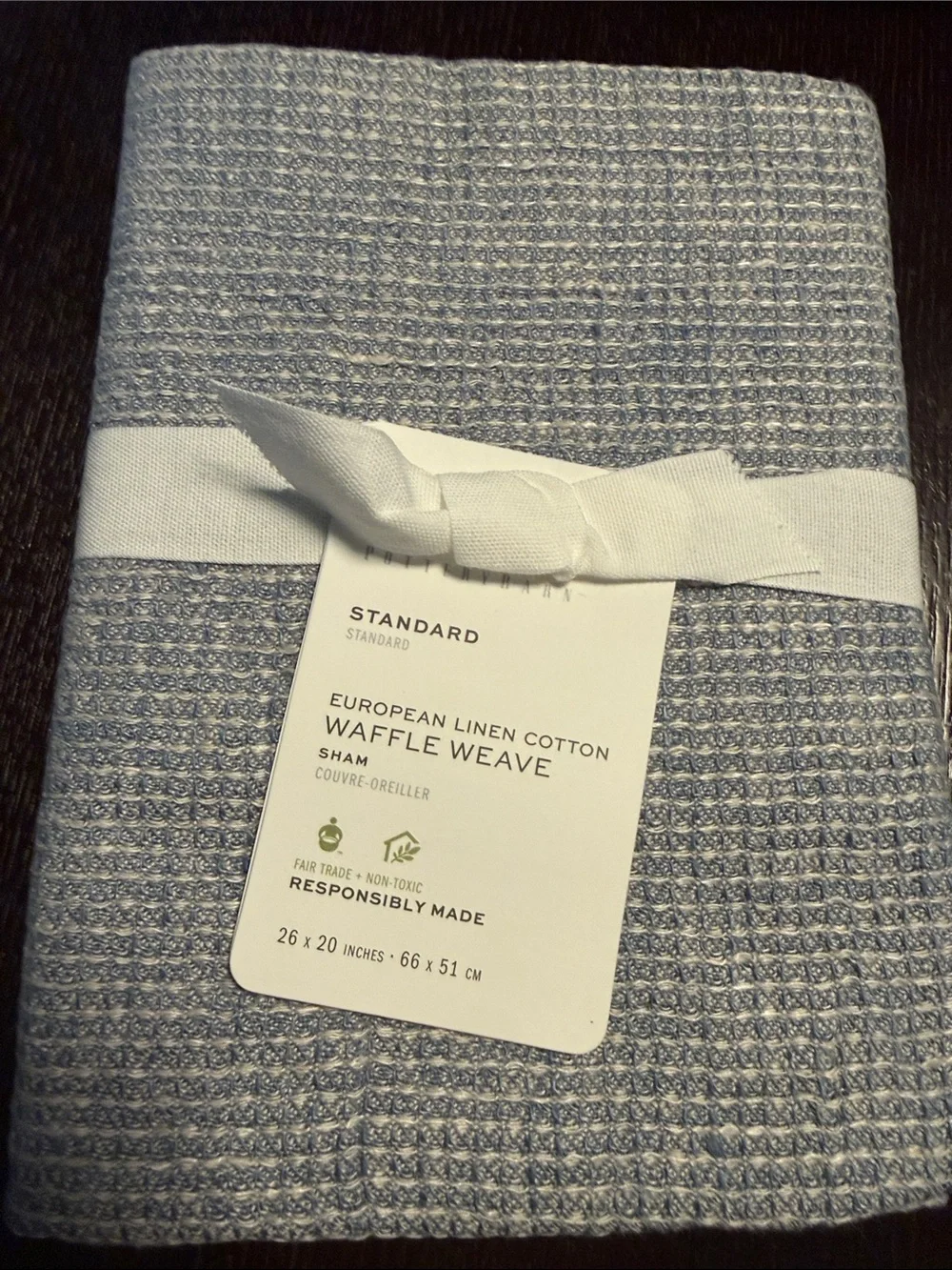 Pottery Barn European Linen Cotton Waffle Weave Standard Sham - Chambray